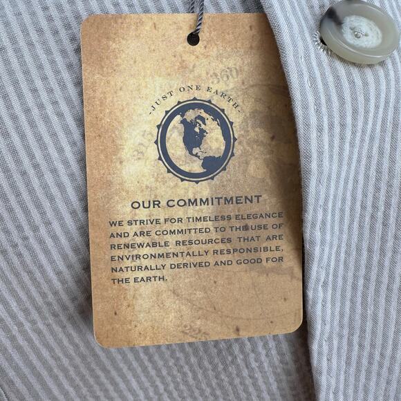 Joe Joseph Aboud Pinstripe Blazer Men's Slim Fit Seersucker XXL Cotton Beige LS - Picture 7 of 7